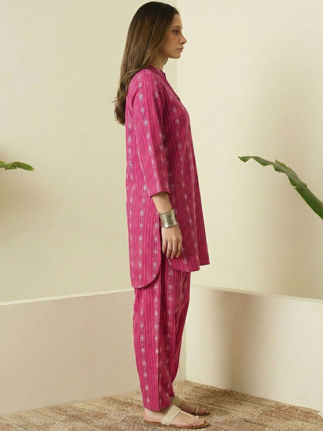 Rose Pink Embroidered Kurta Salwar Set