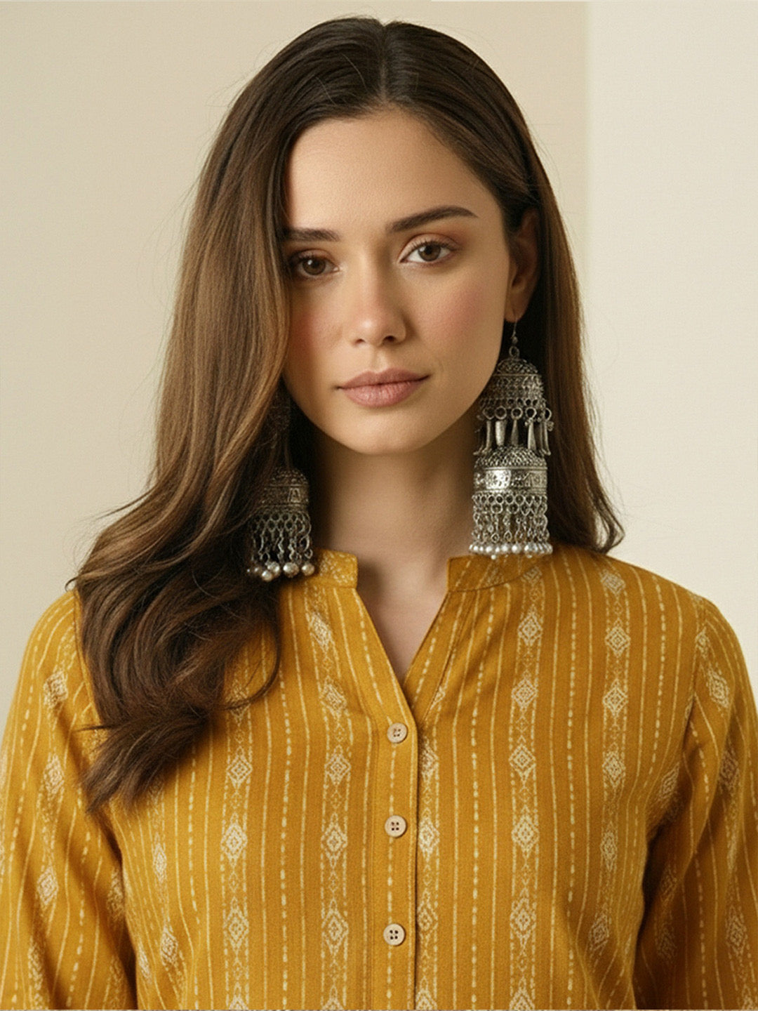 Mustard Yellow Embroidered Kurta Salwar Set