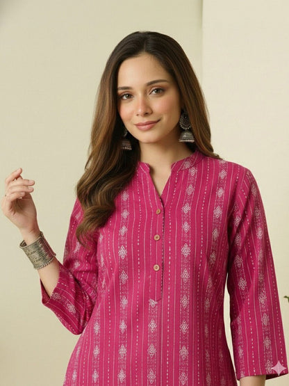 Rose Pink Embroidered Kurta Salwar Set