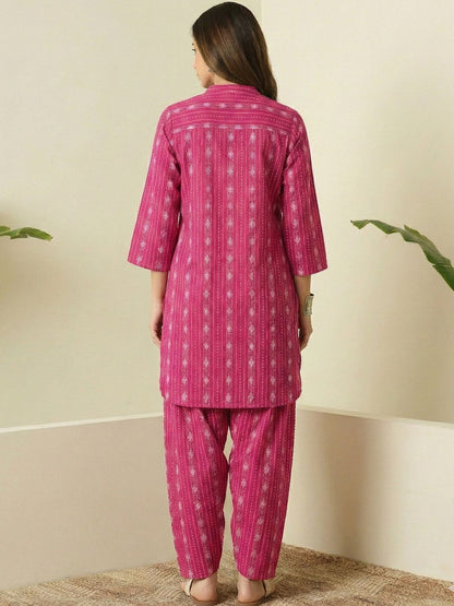 Rose Pink Embroidered Kurta Salwar Set