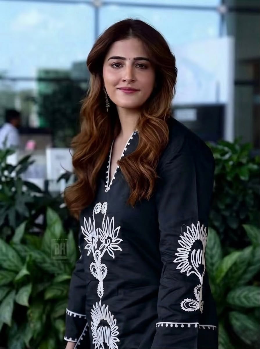 Black Cotton Embroidered Kurta Pant Set for Women
