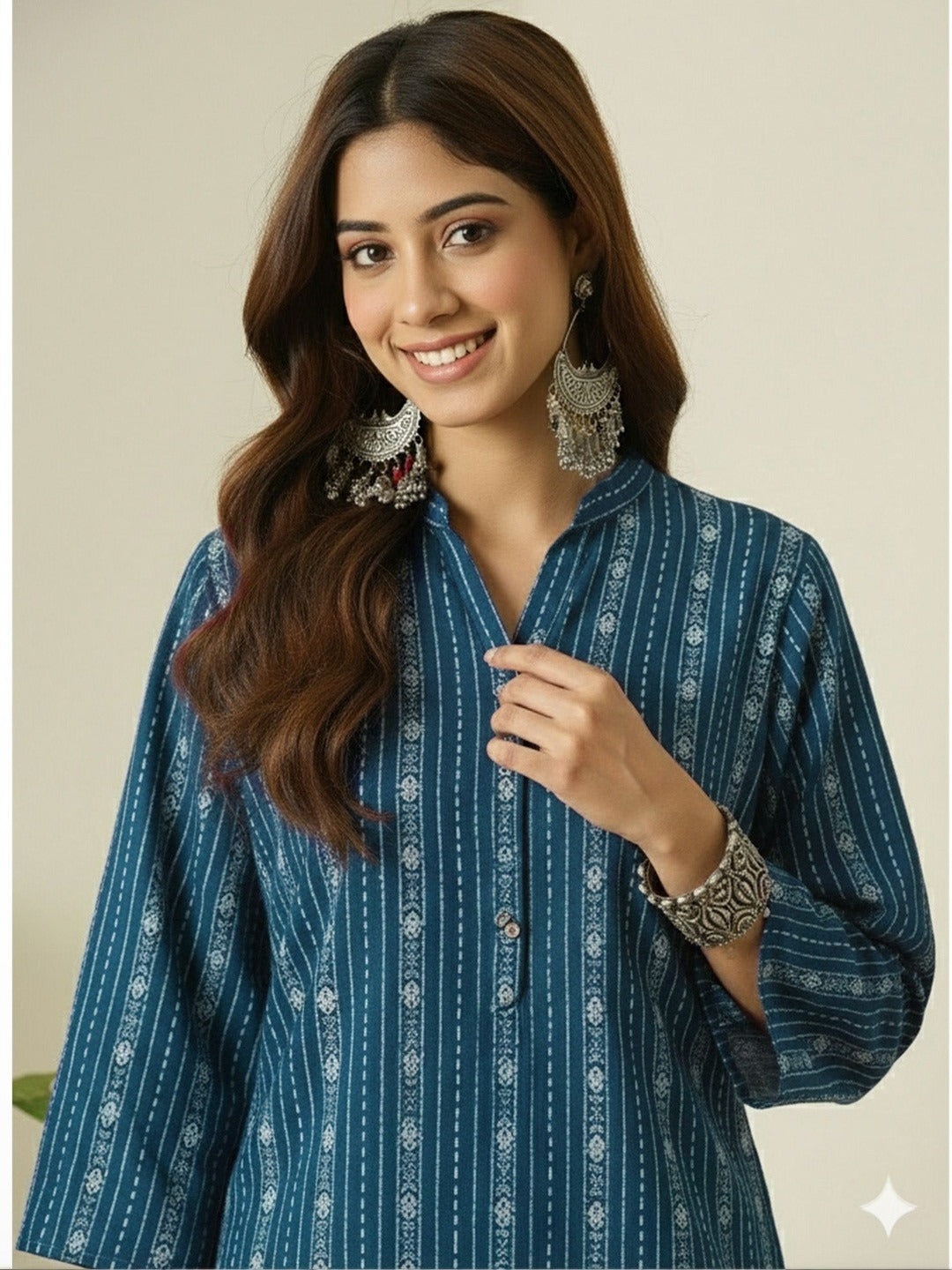 Indigo Nagin Katha Embroidered Kurta Salwar Set
