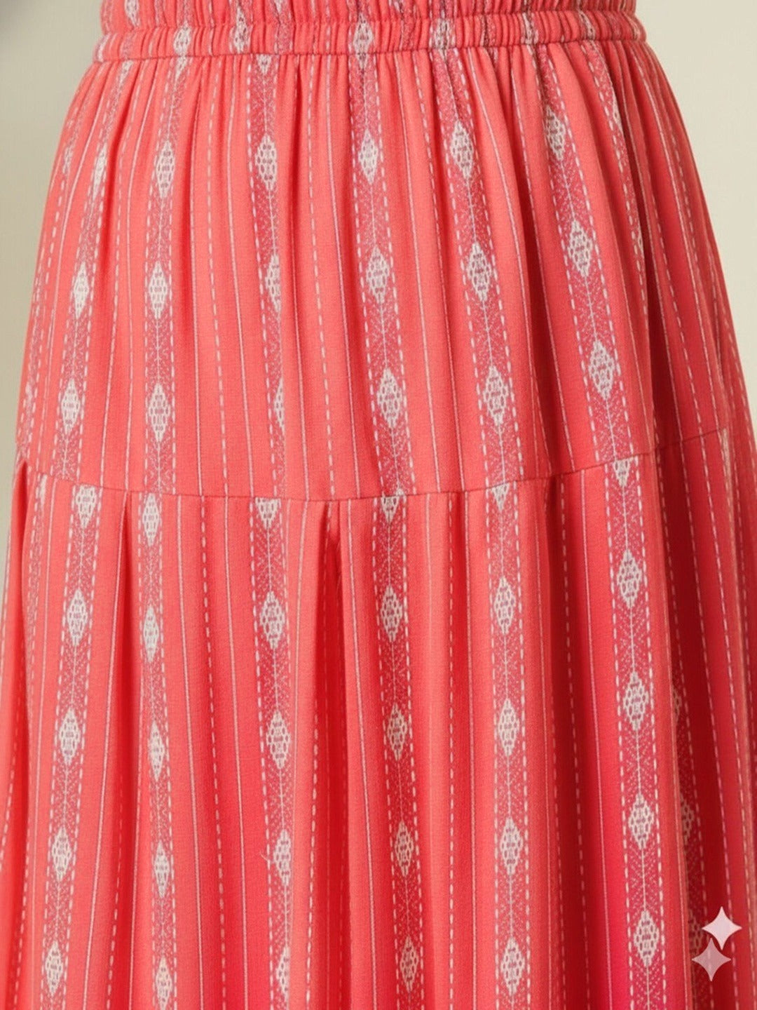 Coral Pink nagin katha cotton Kurta Salwar Set