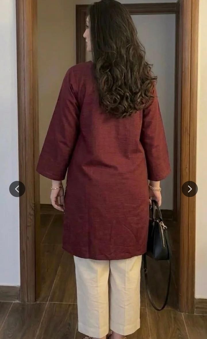 Red Cotton Embroidered Kurta Set with Palazzo Pants
