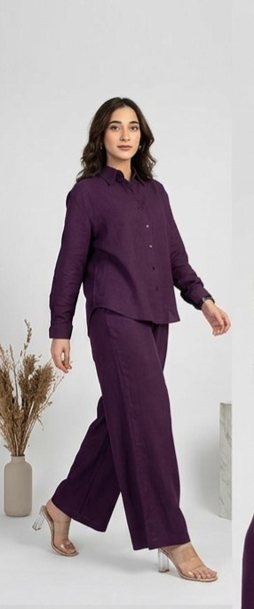 Women's Purple Cotton Co-Ord Set