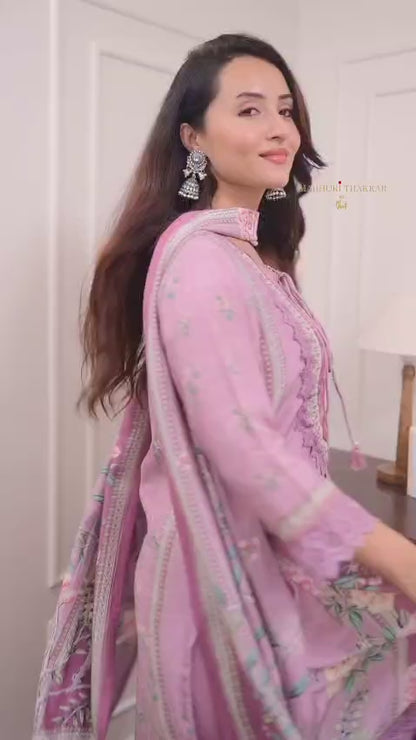 Lilac Pakistani Hand Embroidery suit