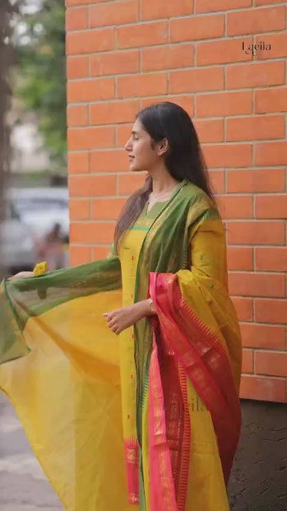Elegant Kanchi Cotton Suit With Jacquard Dupatta